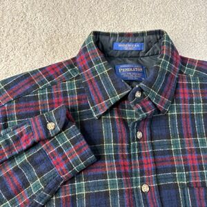 Pendleton Wool Shirt Allison Tartan Plaid Virgin Wool Made USA Men's Medium READ